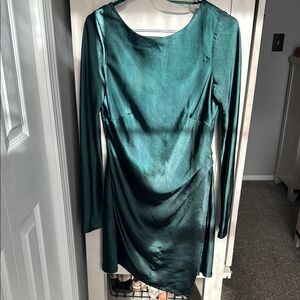 Elegant Green Satin Dress